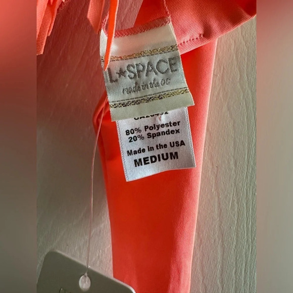 L Space l*space ELECTRIC CORAL Dolly Knotted Fringe Bateau Bikini Top Neon Sexy - Picture 5 of 9